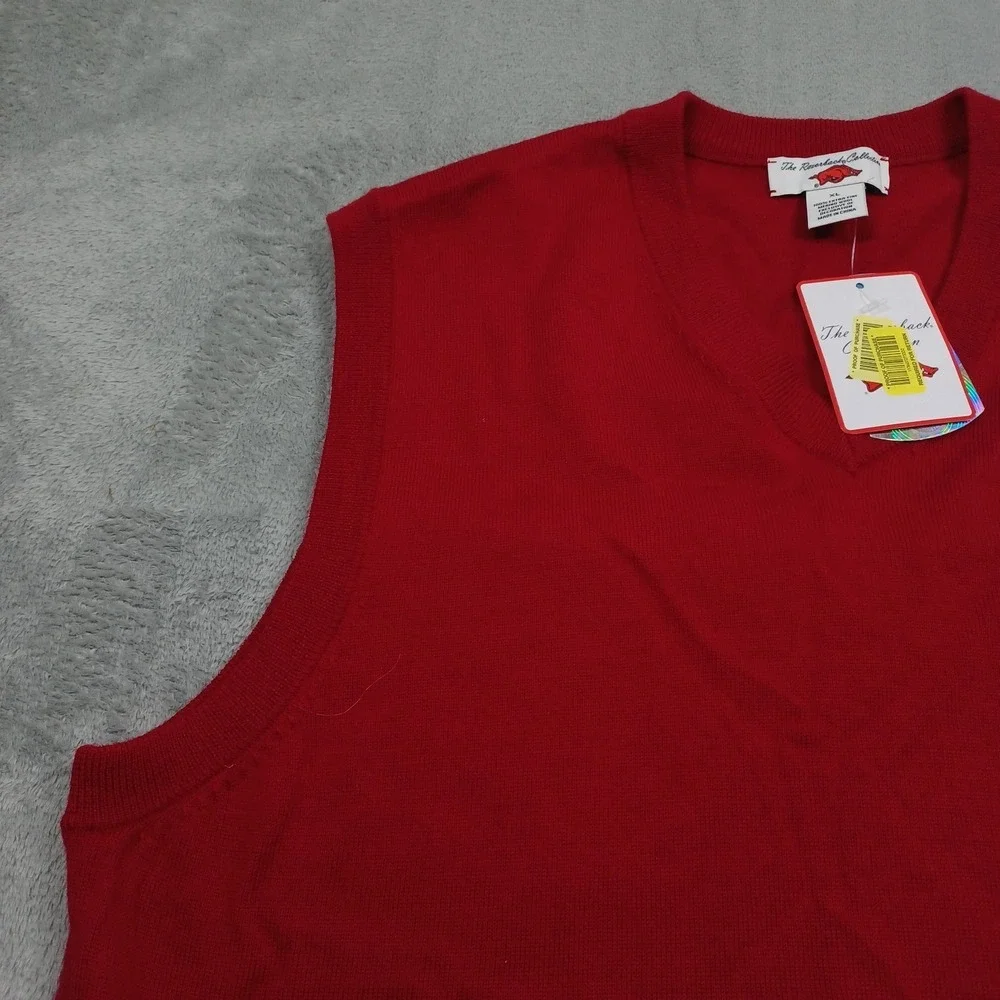 Arkansas Razorbacks Sweater Mens XL‎ Red Vest Knit Merino Wool NWT